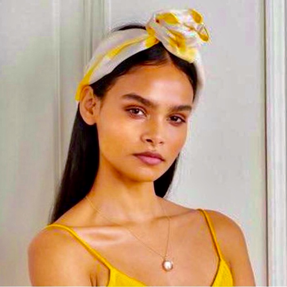 Cult Gaia Yellow and White Knotted Turband